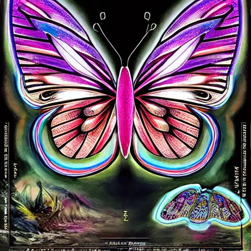 01336-1577091204-beautiful butterfly anatomy diagram, bold shūji, chart, professional painting, surreal, collage, new media design, poster, color.webp